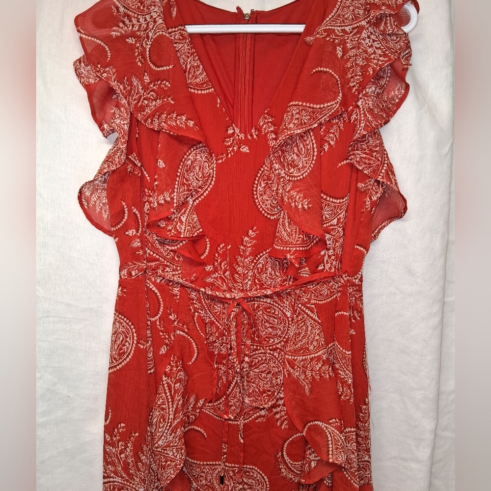Tommy Hilfiger Red Paisley Ruffle Midi Dress - Picture 2 of 4